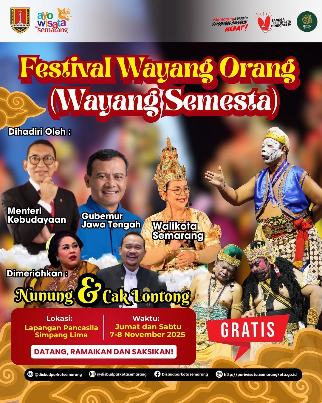 Saksikan Festival Wayang Orang 2025 di Simpang Lima Semarang Akhir Pekan Ini, Dimeriahkan Komedian Nunung dan Cak Lontong, Gratis!
