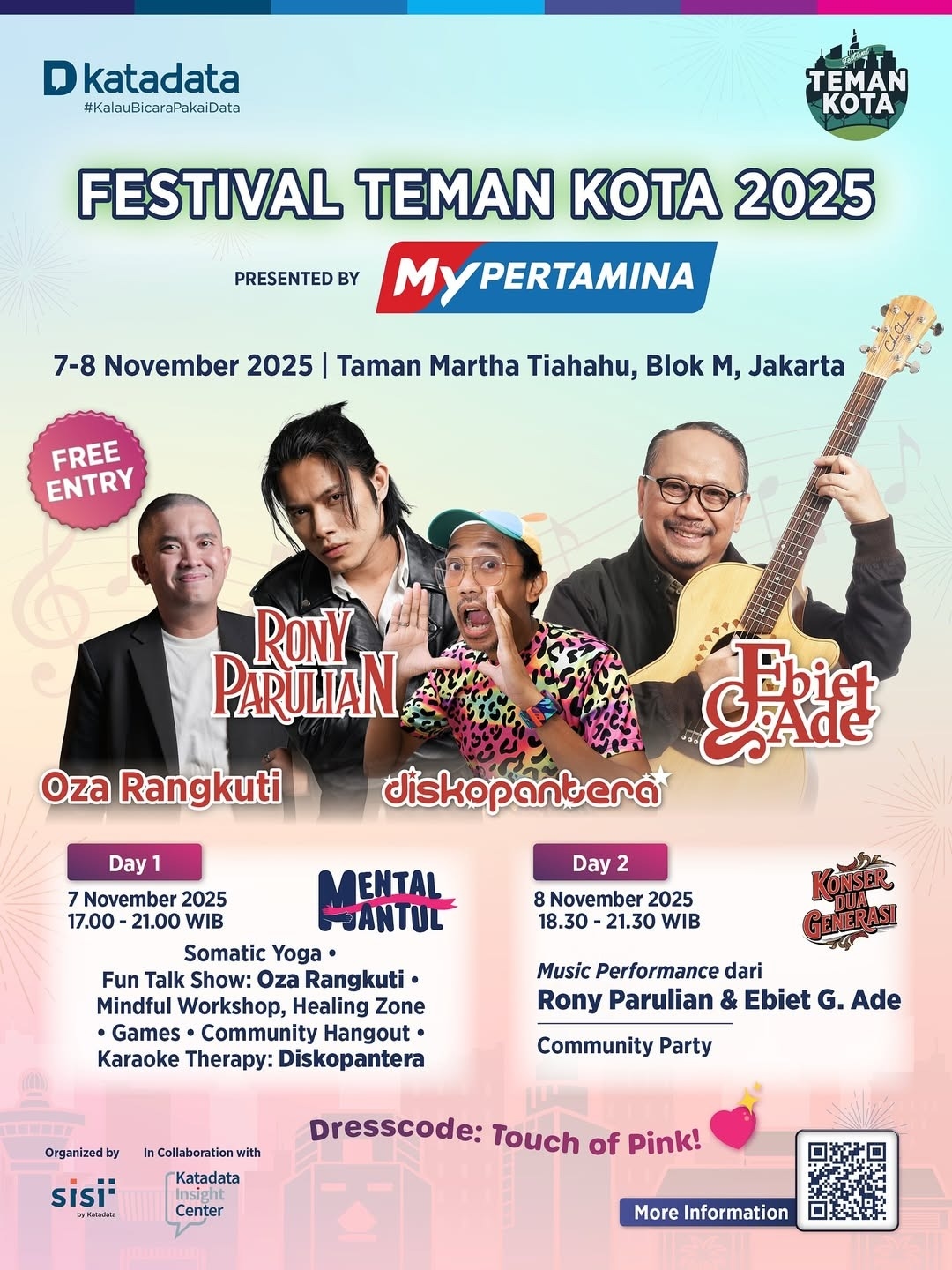Konser Gratis Pekan Ini: Rony Parulian, Ebiet G. Ade, hingga Diskopantera Siap Meriahkan Festival Teman Kota 2025 di Taman Literasi Blok M