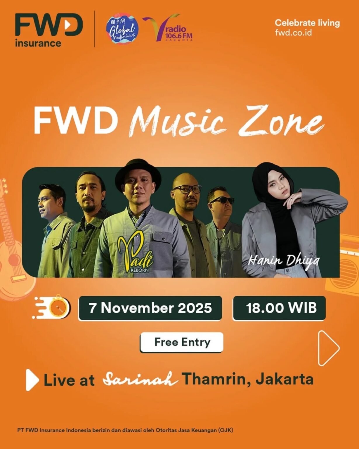 Ayo Nikmati! FWD Music Zone: Konser Gratis Padi Reborn dan Hanin Dhiya di Anjungan Sarinah Thamrin pada Jumat Besok Malam, 7 November 2025