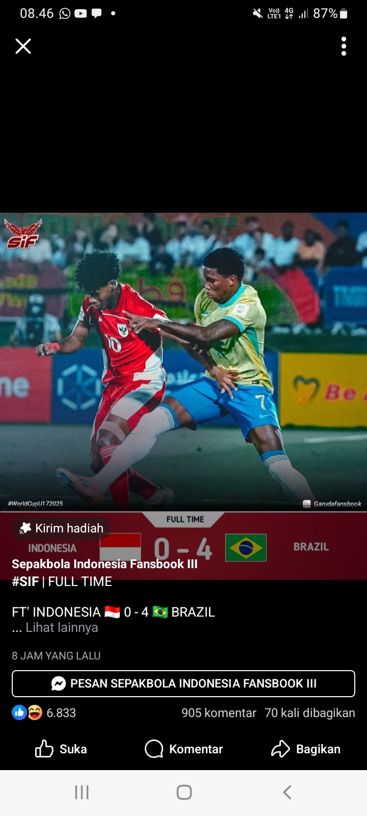 Kalah 0-4 dari Brasil, Timnas U-17 Indonesia Masih Bisa Lolos Babak 32 Besar Piala Dunia U-17