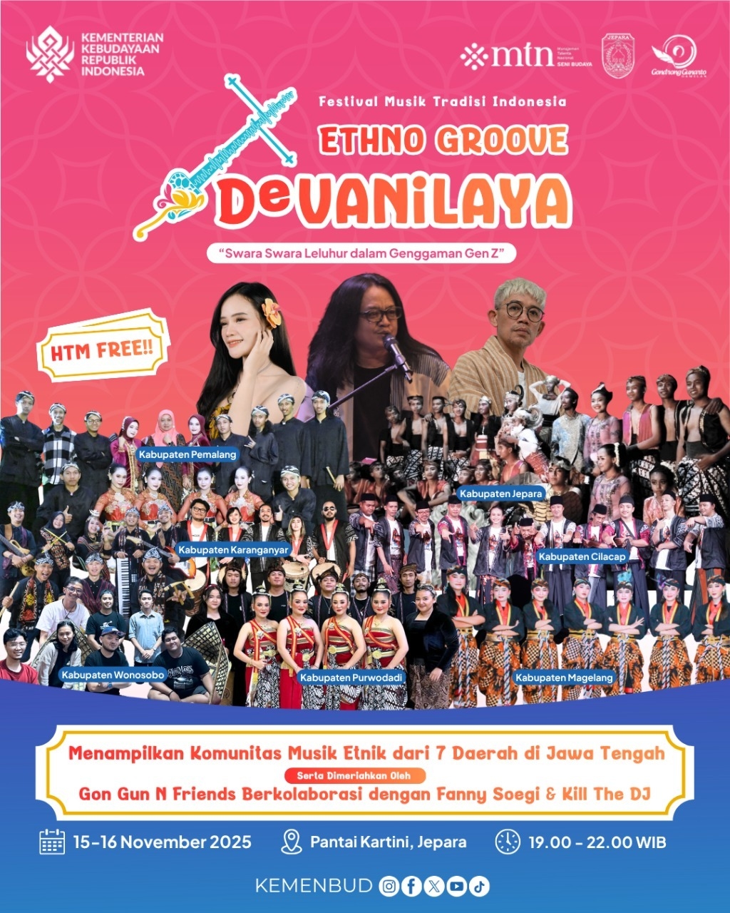 Festival Ethno Groove Devanilaya di Pantai Kartini Jepara Akhir Pekan Ini, Menampilkan Musik Etnik dari 7 Daerah di Jateng, Gratis!