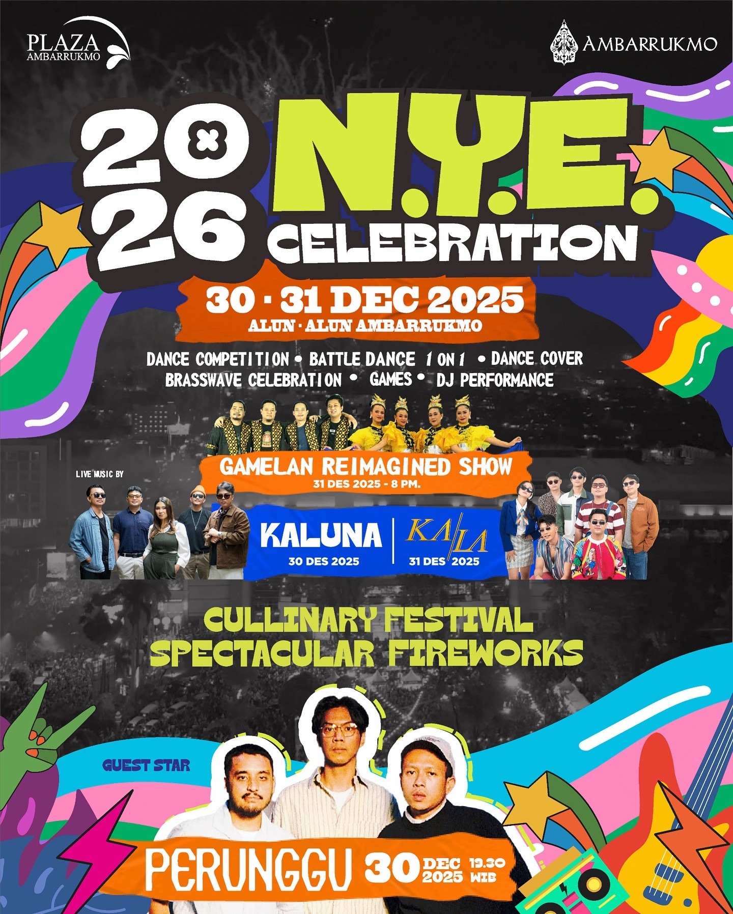 2026 N.Y.E Celebration: Tutup Tahun di Alun-Alun Ambarrukmo Sleman, Dimeriahkan Perunggu hingga Gamelan Reimagined Show, Gratis!