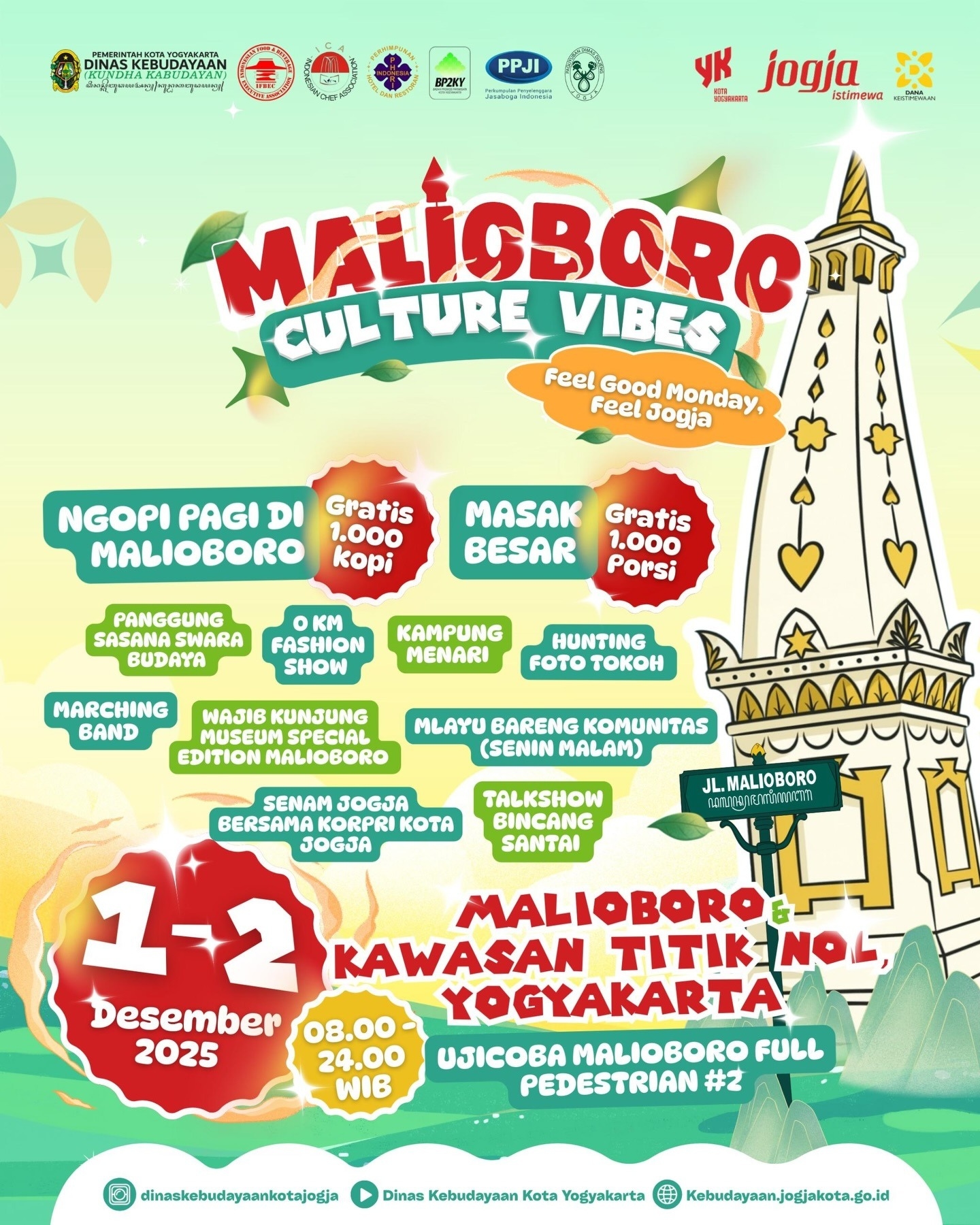 Mau Ngopi dan Makan Gratis? Datang Aja ke Malioboro Culture Vibes di Kawasan Titik Nol pada 1-2 Desember 2025, Simak Rangkaian Acaranya