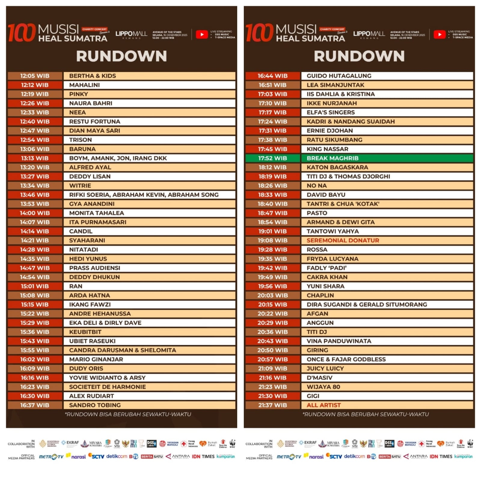 Ingat! Konser Amal 100 Musisi Heal Sumatra Digelar di Lippo Mall Kemang pada Selasa Besok, Berikut Rundown Acaranya