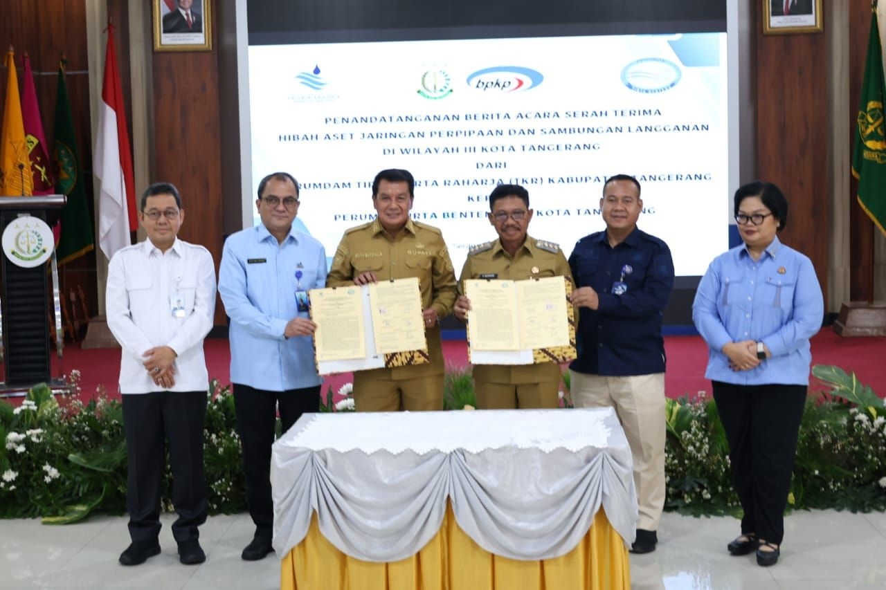 Pemkab dan Pemkot Tangerang Tuntaskan Serah Terima Hibah Aset Jaringan Perpipaan Air Bersih, Disaksikan Langsung Oleh Kajati Banten