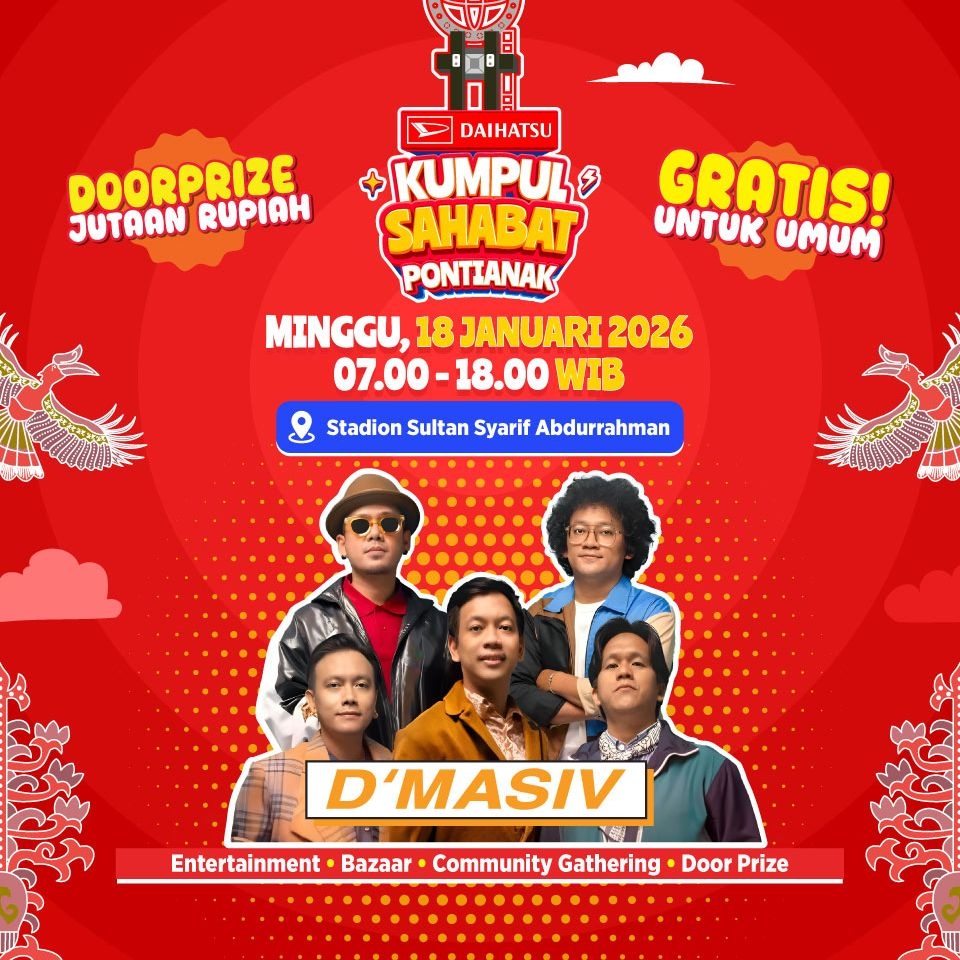 Warga Pontianak Merapat! Konser Gratis D'Masiv di Stadion Sultan Syarif Abdurrahman Sore Ini, Meriahkan Daihatsu Kumpul Sahabat
